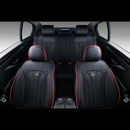 FLORICH Rear Seat Covers Leather Car Seat Covers Waterproof Back Seat Cover Automotive Seat Covers Universal Seat Cushion Protector for Most Cars Trucks SUV-Black&Red Line