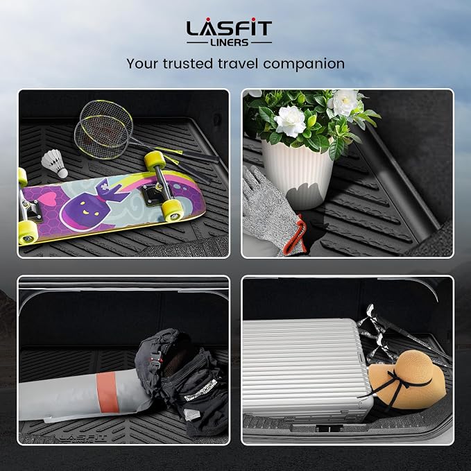 LASFIT Cargo Mat for 2012–2018 Ford Focus Sedan (Gas Models Only, No Subwoofer) Custom Fit All Weather Trunk Liner, Waterproof Heavy Duty Rear Trunk Protector for Cargo Area
