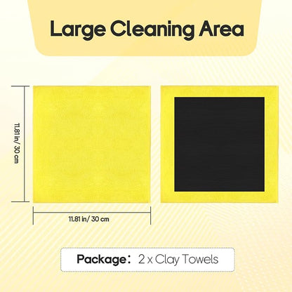 2PCS Clay Towel Auto Detailing, Clay Bar Towel Cloth Auto Detailing for Car (12 x 12 in) (Yellow)