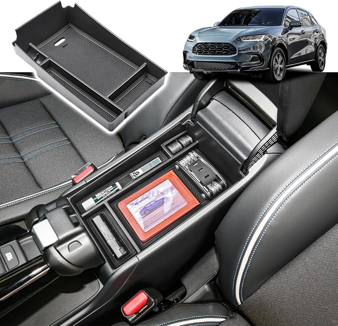 RUNROAD Center Console Organizer Tray Compatible with Honda HR-V 2023 2024 2025 2026 2027 HRV Accessories, ABS Console Organizer Armrest Storage Box Coin Holder, Black