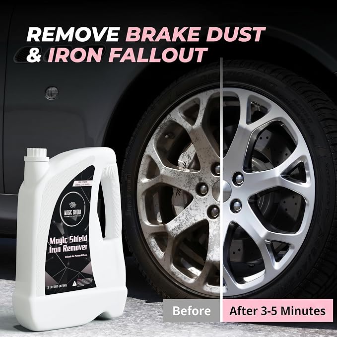 Magic Shield Iron Remover Spray for Cars 68oz – pH-Neutral Iron and Fallout Remover for Car, Motorcycle, RV & Boat | 5-Minute Reaction, Effective on Wheels & Paint | All-In-One Solution