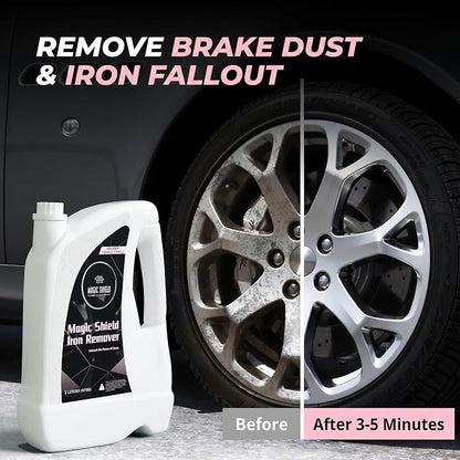 Magic Shield Iron Remover Spray for Cars 68oz – pH-Neutral Iron and Fallout Remover for Car, Motorcycle, RV & Boat | 5-Minute Reaction, Effective on Wheels & Paint | All-In-One Solution