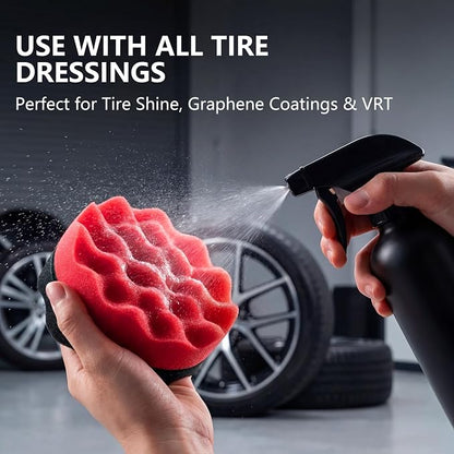 4 Pack Large Tire Shine Applicator Pad - Hex Grip Tire Applicator Sponge, Reusable Foam Sponge Tool for Car Detailing, Ideal for Applying Tire Shine & Tire Cleaner After Car Wash, Car Cleaning