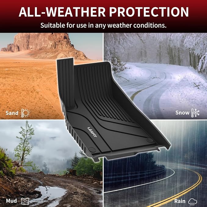 LASFIT Premium Extra Thick Floor Mats Fit for Tesla Model S & Model S Plaid 2026 2025 2024 2023 2022 2021, Custom Fit TPE All Weather Floor Liners 1st & 2nd Front Rear Row Car Mats, Black