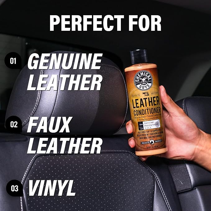 Chemical Guys Leather Cleaner and Conditioner Kit - 2 Bottles (4 oz Each), Car Cleaner and Conditioner, Safely Cleans & Conditions Leather Car Interiors, Furniture, Shoes, Boots, Bags, Apparel & More