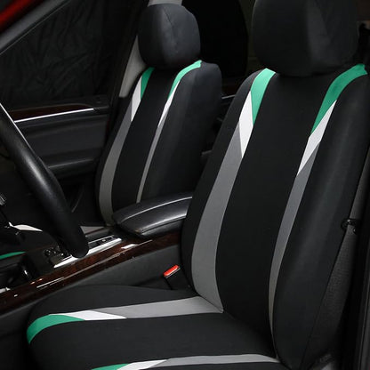 FH Group Premium Modernistic Flat Cloth Car Seat Covers – Universal Fit, Washable Seat Covers for SUV Sedan Van, Mint, Full Set