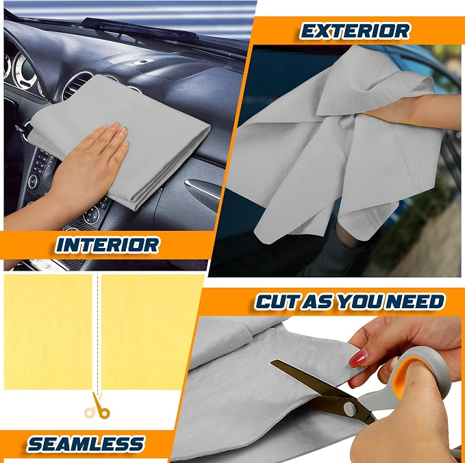 Premium Absorbent Car Drying Towel 2 Pack 26/''x17/'' Super Soft Shammy Towel for Vehicle Reusable Chamois Cloth for Car Drying Dust Remove Bathroom Scratch/Spot/Streak Free Gray Gray