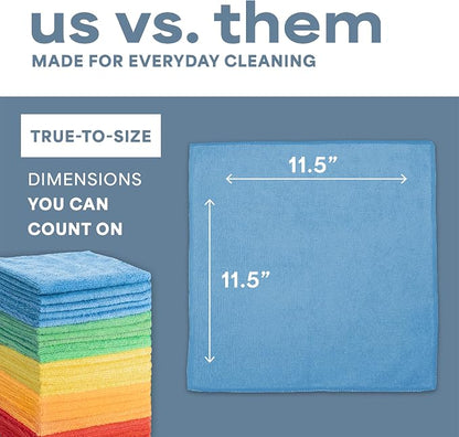 S&T INC. 200 Pack Microfiber Cleaning Cloth, Bulk Towels for Home, Reusable Microfiber Towels for Cars, Cleaning Rags, Assorted, 11.5 Inches x 11.5 Inches, 200 Count