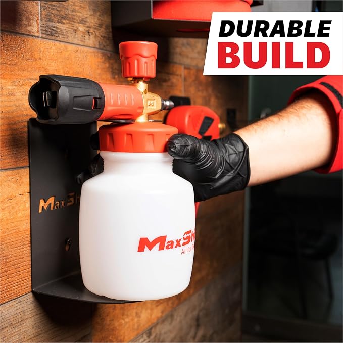 Maxshine Universal Foam Cannon Holder - Wall-Mounted Organizer for Garage & Mobile Detailing, Holds Foam Cannons, Compatible with 1/4” Quick Connect (1 Cannon (M Logo))