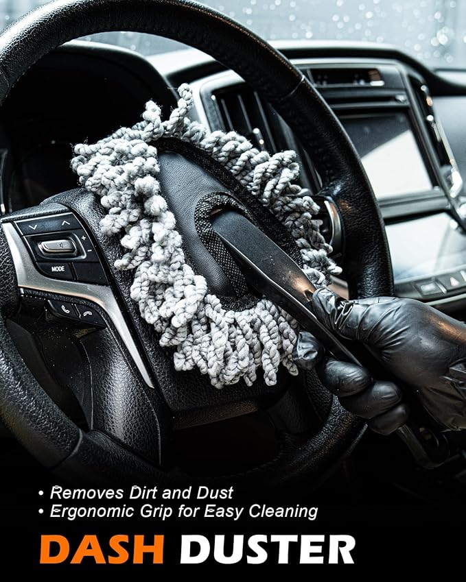 20Pcs Windshield Cleaner Tool - Car Interior Detailing Brush Kit with 200g Cleaning Gel, Microfiber Car Wash Mitt, Dash Duster & 2-Sided Scrubber, All-in-One Inside Car Cleaning Supplies Tool