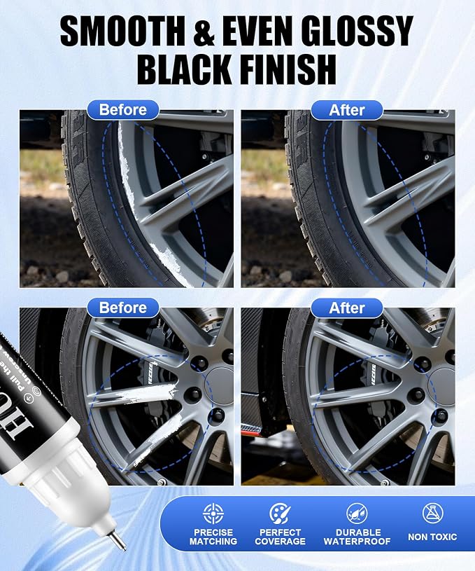 Amiss Gloss Gray Rim Repair Kit, Wheel Paint and Rim Paint Touch Up Pen for Curb Rash, Universal Alloy Wheel Scratch Repair for Scratches and Scuffs, Car Accessories (Gloss Gray)