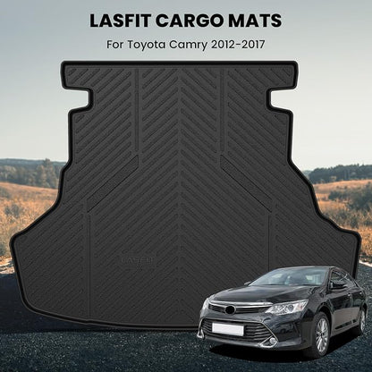 LASFIT Trunk Mat for Toyota Camry 2017 2016 2015(Not Fit Hybrid), Custom Fit TPE All Weather Cargo Mat for Camry 2015-2017 Trunk Liner Rear Cargo Liner, Black