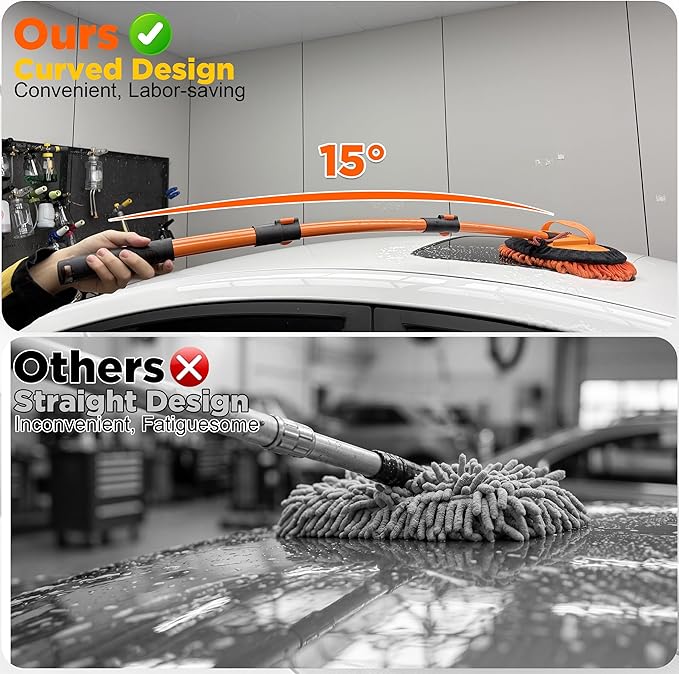 Tool Daily Short Pressure Washer Gun with Foam Cannon, 15° Curved Car Wash Brush with Long Handle, 5 Nozzle Tips, 1/4” Quick Connect