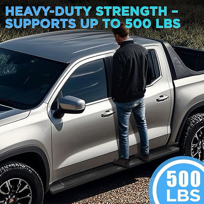 PZ 6.5" Running Boards Side Steps Compatible with Ford F-150 Super Crew Cab 4-Doors 2015-2026,2017-2026 Ford F250 F350 Super Duty Crew Cab Black Aluminum Alloy Side Steps Nerf Bars Ridge Pattern