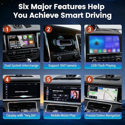HMYC PCM3.1 Wireless Carplay Android Auto Module for Porsche Panamera Cayenne Macan Cayman Boxster 911 718, NEW Upgrade Carplay Retrofit Kit Decoder,Support MirrorLink Original car Control