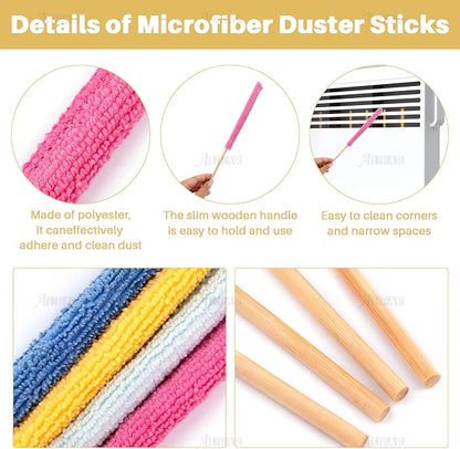 AUEAR, 8 Pack Microfiber Detail Duster Sticks Crevice Cleaning Tool for Home Car The Smallest Spaces