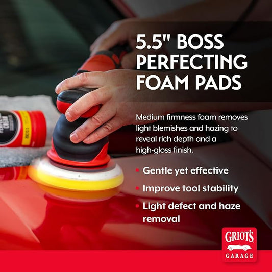 Griot's Garage 5.5” Perfecting Foam Pads for Car Polishing and Detailing, Buffing Pads for Paint Correction, Polishing, and Waxing, Yellow, Set of 2