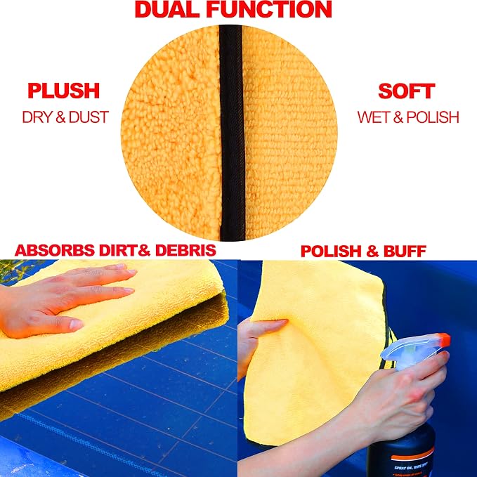 Simple Houseware Professional Grade Microfiber Towels for Car, 16" x 24", 6 Pack, 440 GSM