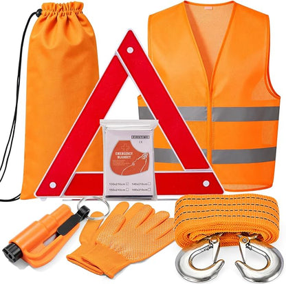 Car Roadside Emergency Kit Automotive Car Safety Kits for Vehicles Woman Man Teen Orange