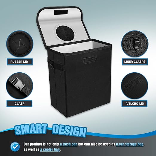 Tapha Car Trash Can with Lid, Leak-Proof Car Organizer and Storage, Waterproof Car Garbage Can, Multipurpose Trash Bin for Car