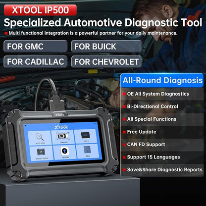 XTOOL IP500 for GM OBD2 Scanner, Bidirectional Scan Tool with Full Systems Diagnostic for Buick/Chevy/Cadillac/GMC, Diagnostic Scanner with All Services-Oil/ABS Bleed/Crank Relearn, Lifetime Update