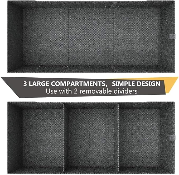 MIU COLOR Trunk Organizer for Car, 12 Pockets Sturdy Car Organizer for SUV, Non-Slip Bottom, Folded Trunk Storage Organizer for Sedans, Van, Jeep, Grocery, Large 3 Compartments, Dark Gray 32"×13"×10"