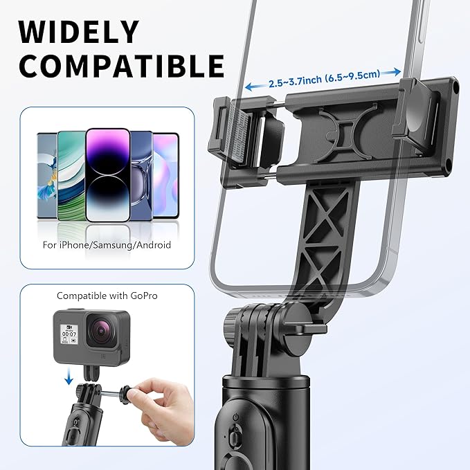 Selfie Stick Tripod, All in One Extendable & Portable iPhone Tripod Selfie Stick with Wireless Remote Compatible with iPhone 17 16 15 14 13 12 pro Xs Max, Galaxy Note10/S20/S10/OnePlus 9/9 PRO etc