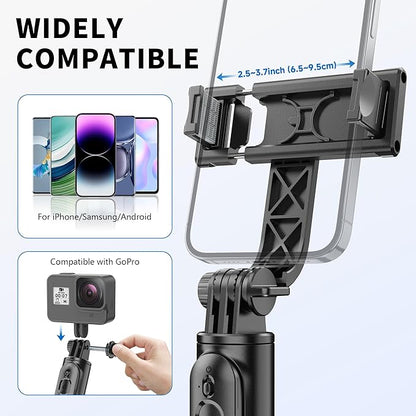 Selfie Stick Tripod, All in One Extendable & Portable iPhone Tripod Selfie Stick with Wireless Remote Compatible with iPhone 17 16 15 14 13 12 pro Xs Max, Galaxy Note10/S20/S10/OnePlus 9/9 PRO etc