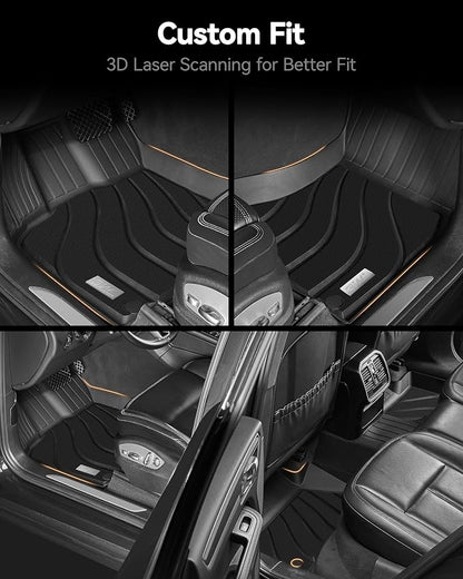 3W Floor Mats Compatible for Porsche Macan 2014-2025 2026 TPE All Weather Custom Fit Floor Liner 1st and 2nd Row Car Mats Black