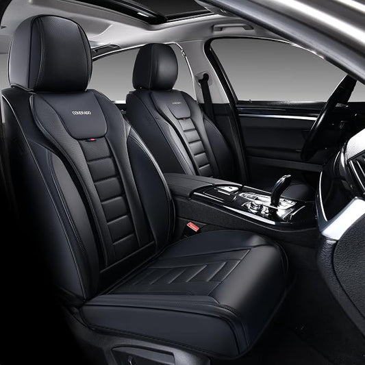 Coverado Car Seat Covers, Front Covers for Cars, Car Seat Cover Front Seats, Automotive Seat Cover, Waterproof, Leather Car Seat Cushion, Universal Interior Covers Seat Protectors for Most Cars