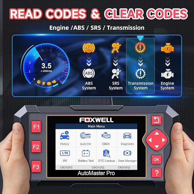 FOXWELL OBD2 Scanner Diagnostic Tool NT604, ABS/SRS/Transmission/Check Engine Code Reader for Cars and Trucks, 2026 diagnostic scanner for all vehicles, EN/ES Ver., Lifetime Update, Live Data, AutoVIN