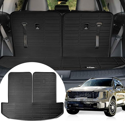 Kia Trunk & Backrest Mat 2021-2025 - All Weather TPE Cargo Liner Protector, 3rd Row Back Seat Cover Accessories