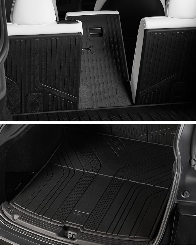 3W Tesla New Model Y Juniper Floor Mats and Cargo Liners, TPE Full Set Floor Liner for New Model Y 2025 2026, Cargo Mats and Seat Back Cover Protector, Car Mats for Tesla Accessories, Vigormold™