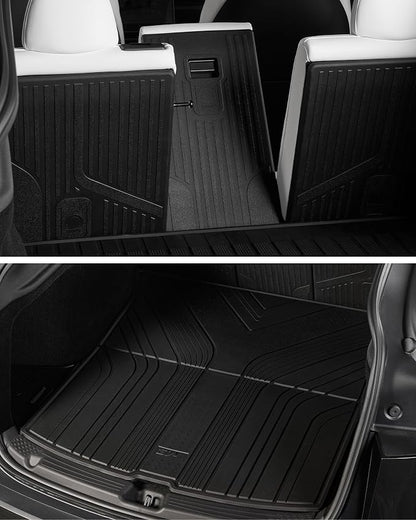 3W Tesla New Model Y Juniper Floor Mats and Cargo Liners, TPE Full Set Floor Liner for New Model Y 2025 2026, Cargo Mats and Seat Back Cover Protector, Car Mats for Tesla Accessories, Vigormold™