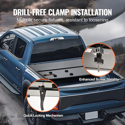 VEVOR Hard Tri-Fold Truck Bed Tonneau Cover, Compatible with 2015-2024 Ford F-150, Lightning, Styleside 5.5' (65.4") Bed, Fit 5.6' x 5.4'/5.5' x 5.4' (67.1" x 65.2"/65.4" x 65.2") Inside Bed, 400lbs