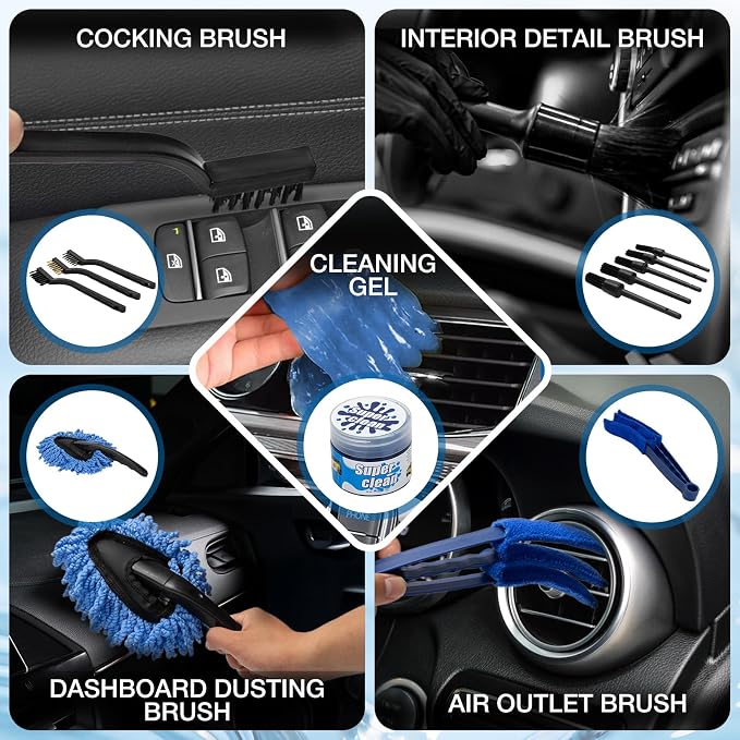 SHALL 28Pcs Car Detailing Kit, Car Detailing Brush Set, Car Wash Cleaning Kit, Professional are Kit Car Care Kit for Interior Exterior Wheels