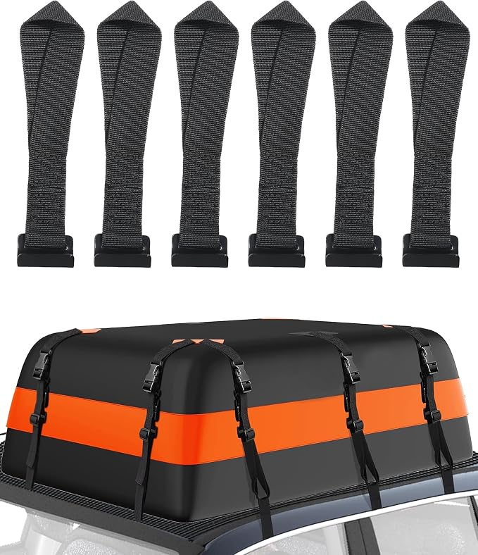 6PCS Roof Rack Straps,Car Accessories Universal Rooftop Cargo Tie Down Hook Straps,Automotive Roof Cargo Carrier Door Hook,Secures Any Car Roof Luggage Bag,Suitable for Most Car Models