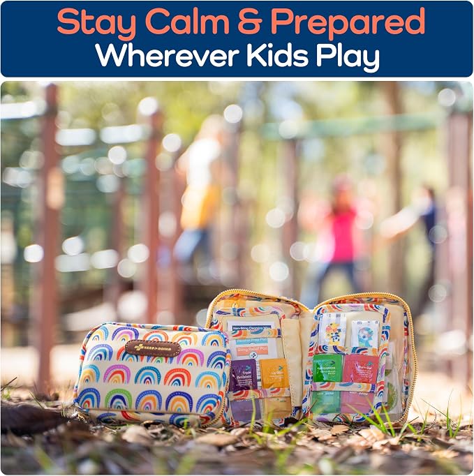 KeepGoing Travel First Aid Kit for Kids – 130 Pc. for Car, Home, Purse, Diaper Bag & Backpack with Latex-Free Bandages - Mini First Aid Kit Travel Size TSA-Approved