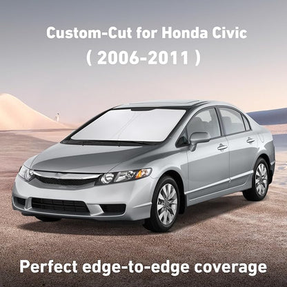 EcoNour Windshield Sunshade Compatible for Honda Civic 2006-2009 2010 2011, Sun Visor for Front Windshield & Window Sun Shade Cover, UV Heat Blocker & Protector, Car Accessories