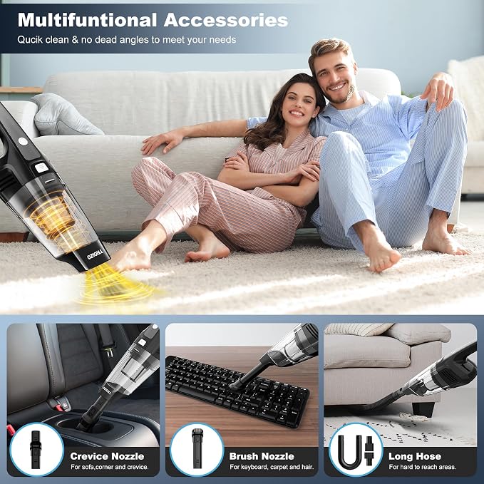 TROIZO Handheld Vacuum Cordless, 14500PA Powerful Suction Hand Held Vacuum Cleaner with Brushless Motor, Rechargeable and Portable Car Vacuum for Home Office Car Pet