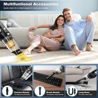TROIZO Handheld Vacuum Cordless, 14500PA Powerful Suction Hand Held Vacuum Cleaner with Brushless Motor, Rechargeable and Portable Car Vacuum for Home Office Car Pet