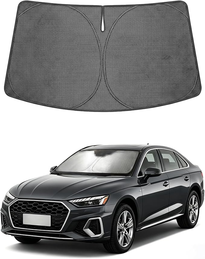 Proadsy Windshield Sun Shade Custom Fit Audi A5 2025-2026 Ice Crystal Black Front Window Sunshade UV and Heat Blocker Foldable Visor Keeps Car Cooler for Summer Parking and Daily Use