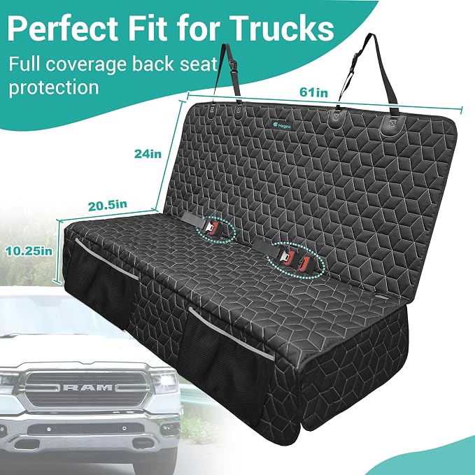 Meginc Dog Car Seat Covers for Back Seat,Waterproof Pet Bench Seat Covers for Trucks Ford f150/Ram1500/Nissan Frontier/Toyota Tacoma/GMC Canyon/Silverado Scratch Nonslip Truck Seat Cover for Dogs