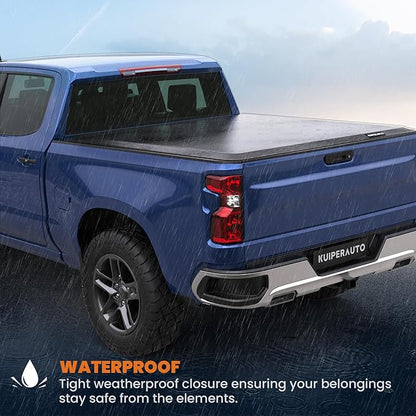 KUIPERAUTO 6.5FT Roll-Up Soft Vinyl Truck Bed Tonneau Cover Compatible for 19-26 Chevy Silverado/GMC Sierra 1500 (Excludes 2019 Classic Model) w/o Multi-Flex Tailgate Fleetside On Top -78 Inch