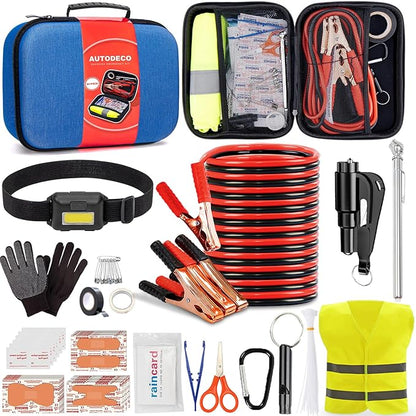 Car Roadside Emergency Kit, Car Safety Kit for Men Portable Car Kits for Emergency, Blue
