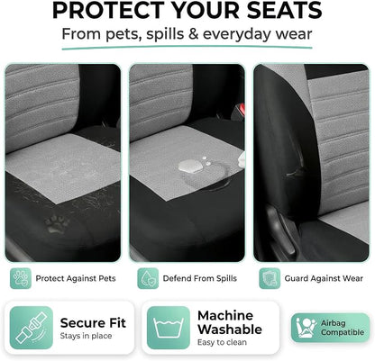FH Group Gray Polyester Car Seat Cover, 3D Air Mesh, Front Set, Airbag Compatible, Universal Fit for Cars Trucks SUVs