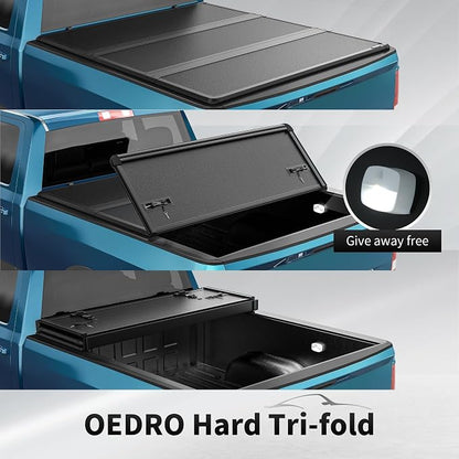OEDRO FRP Hard Tri-fold Tonneau Cover Fold Truck Bed Covers Fits for Toyota Tacoma 2005-2015 (Excl. Trail Edition) with 5 Feet Bed with Tacoma Bed Rail