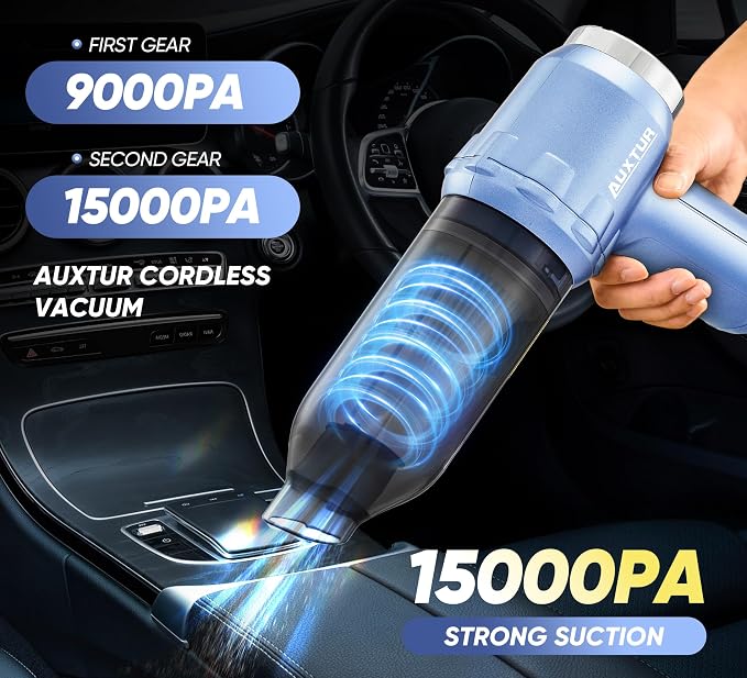 Portable Cordless Handheld Vacuum Cleaner with 15000PA, 120W Air Duster, Brushless Motor, Mini Car Vacuum for Car and Home
