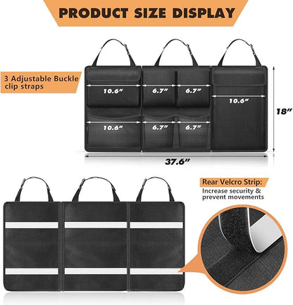 FINPAC Car Trunk Organizer and Storage, Detachable Seat Back Hanging Organizers Storage with Zippers, Large Capacity Car Accessories Interior for Jeeps, SUVs, Vans (Black)
