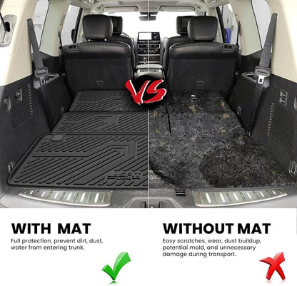 LASFIT Cargo Mat & Backrest Mats for Nissan Armada/Infiniti QX80 2019-2024, All Weather TPE Custom Fit Easy Clean Durable No-Curling Trunk Mat for Armada & QX80, Black